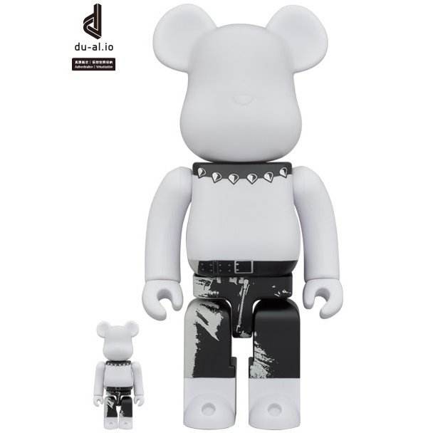 400% & 100% Bearbrick Set - The Rolling Stones Sticky Fingers White Limited Edition by Medicom Toys.