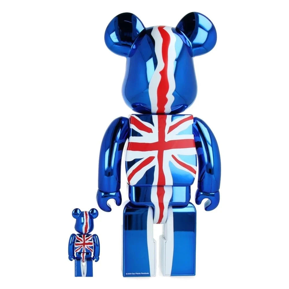 400% & 100% Bearbrick sæt - Sex Pistols - God save the Queen (Chrome E