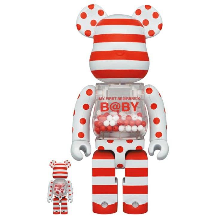 400% & 100% Bearbrick Set - My First Bearbrick Baby BWWT 3 Special Edition with polka dot design.