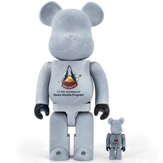 400% and 100% Bearbrick set featuring NASA Space Shuttle Program 40th anniversary design