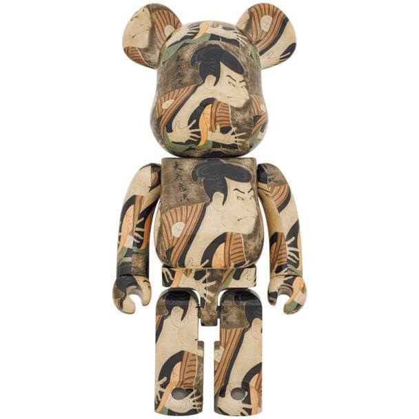 1000% Bearbrick with Toshusai Sharaku's artwork of Otani Oniji III, collectible design from Edo period.