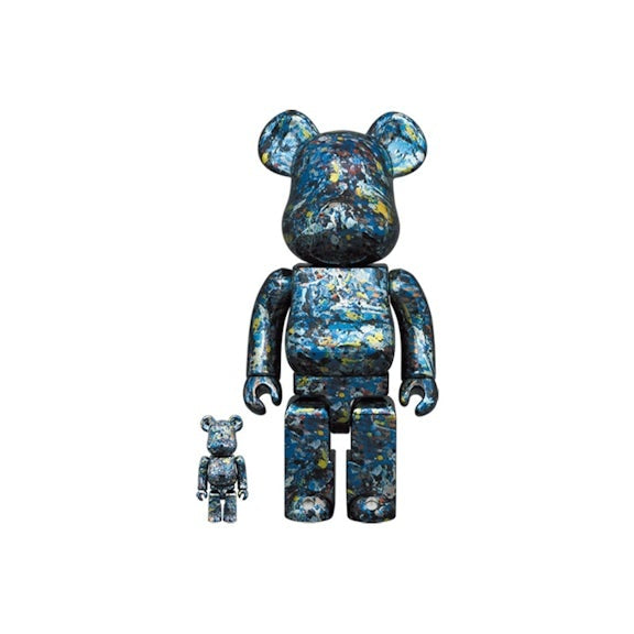 400% & 100% Bearbrick Set – Jackson Pollock Studio (Chrome Ver.)