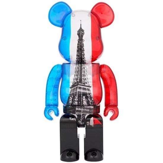 400% Bearbrick - Eiffel Tower (Tricolor) by Medicom Toy, featuring blue, white, and red French flag design.