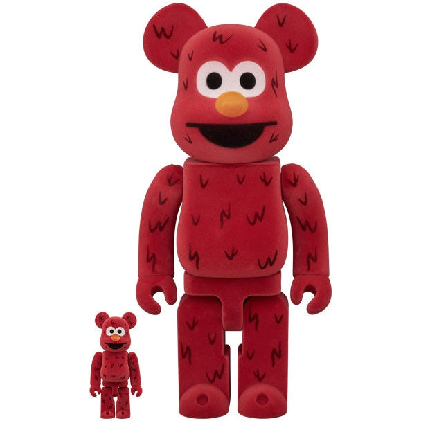 400% & 100% Bearbrick Set - Elmo (Flocked)
