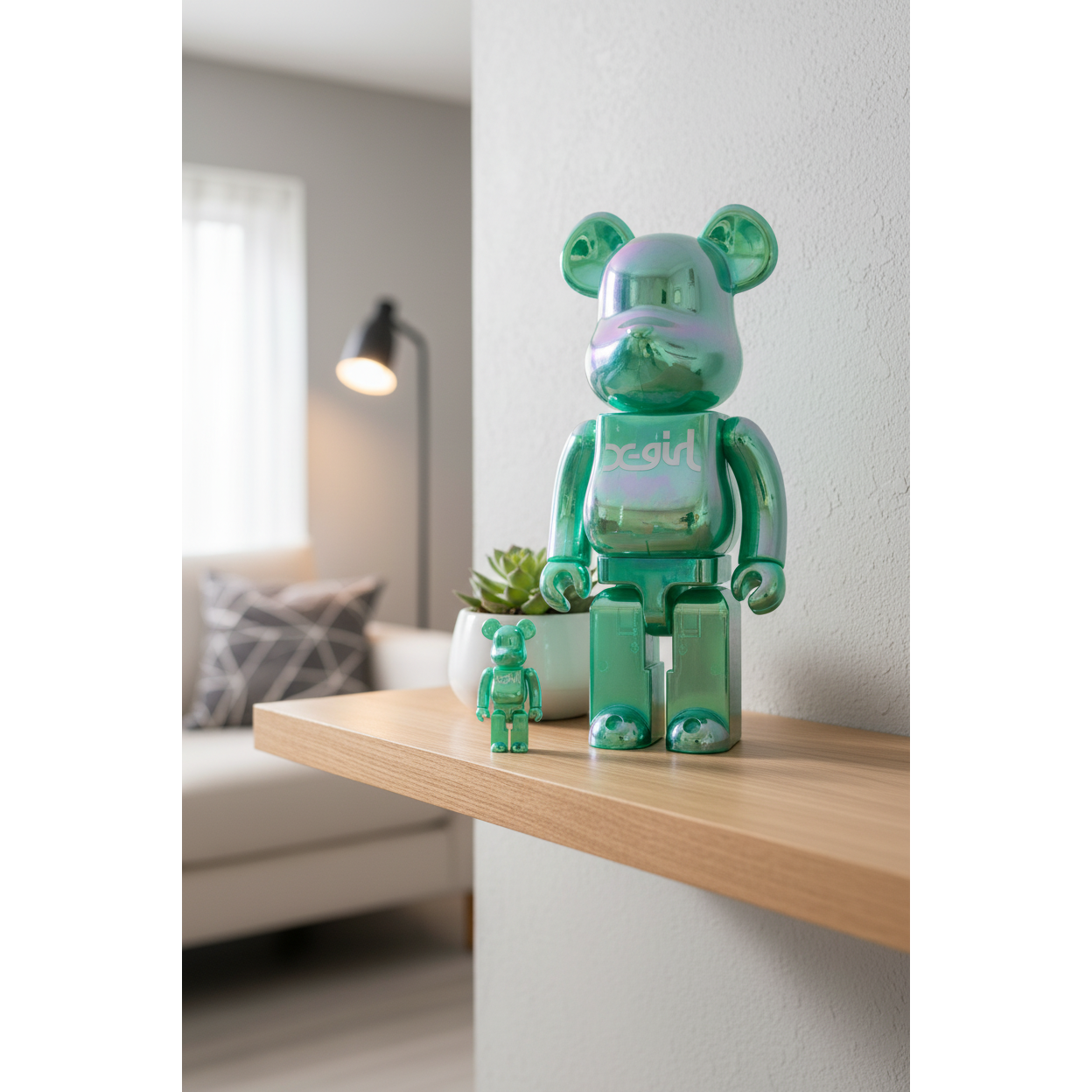 400% & 100% Bearbrick Set - X-girl (Clear Green)-Medicom Toy-Bearbrick