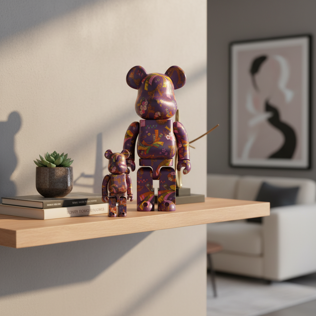 400% & 100% Bearbrick - Chiyogami II (Purple)-Medicom Toy-Bearbrick