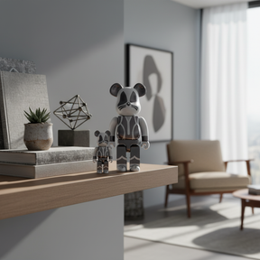 400% & 100% Bearbrick set - KISS Catman (Chrome ed.)-Medicom Toy-Bearbrick