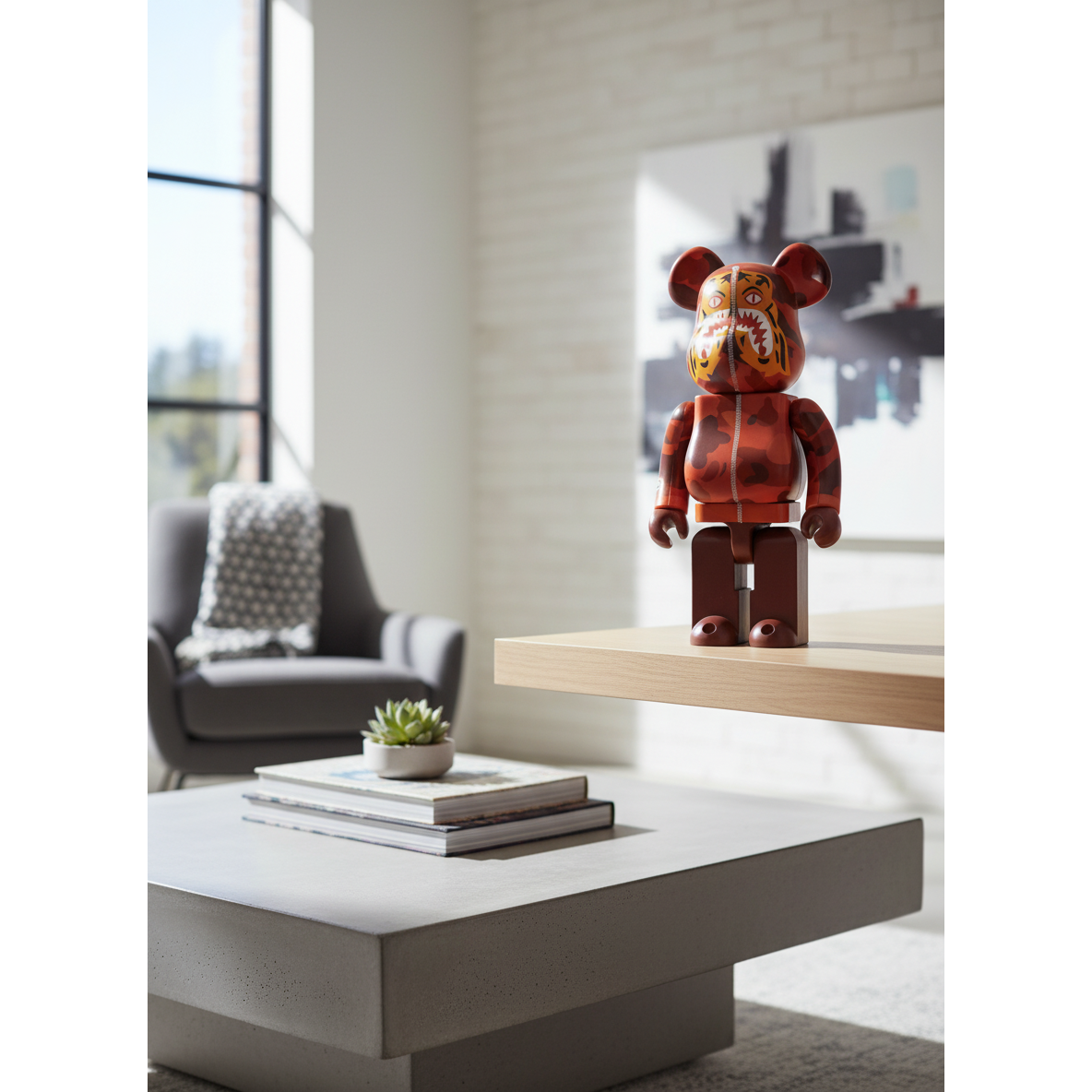 400% & 100% Bearbrick sæt - Camo Tiger by BAPE (Red ver.)-Medicom Toy-Bearbrick