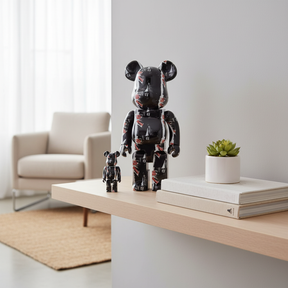 400% & 100% Bearbrick Sæt - The Rolling Stones (Sticky Fingers - Black)-Medicom Toy-Bearbrick