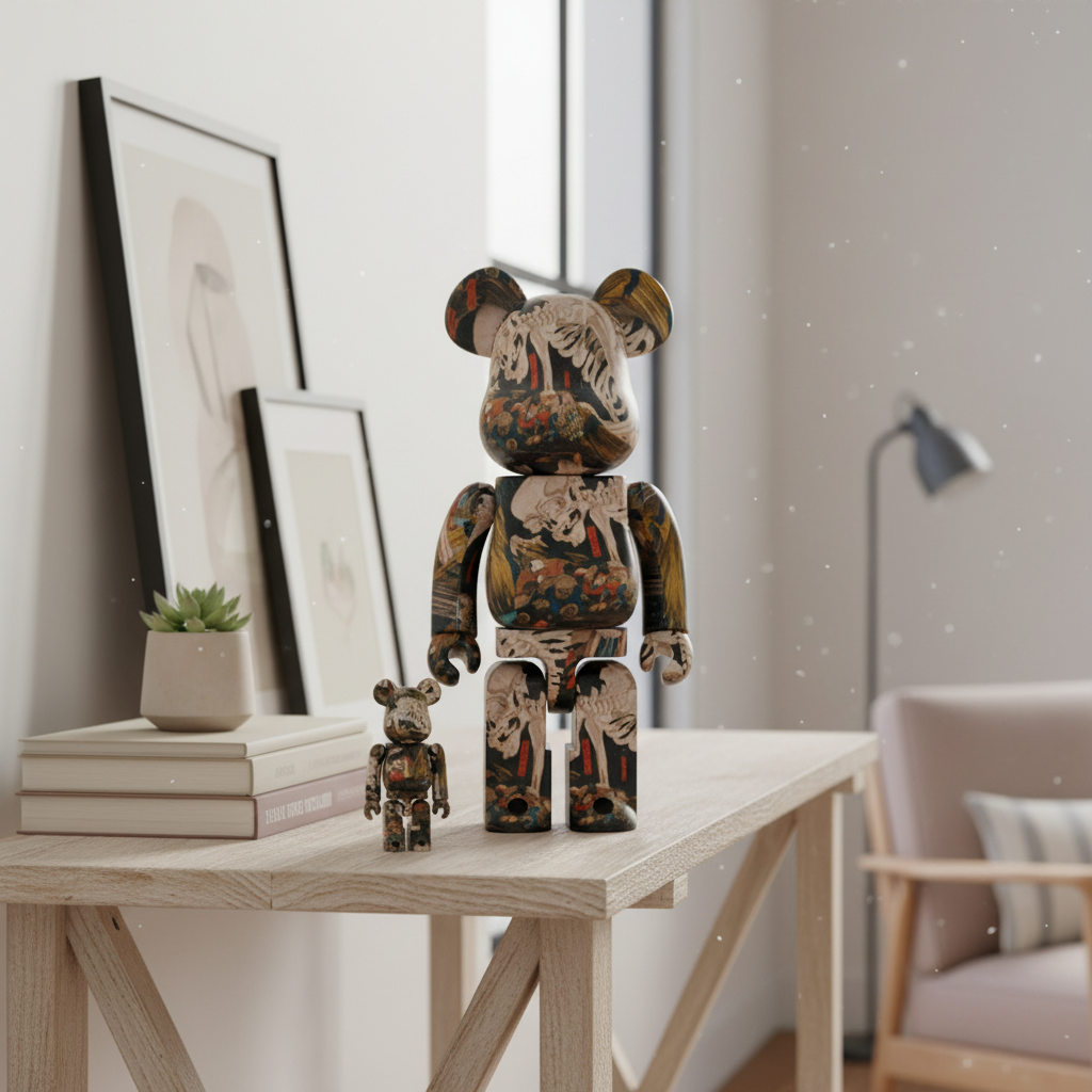 400% & 100% Bearbrick sæt - The Haunted Old Palace At Soma (Utagawa Kuniyoshi)-Medicom Toy-Bearbrick