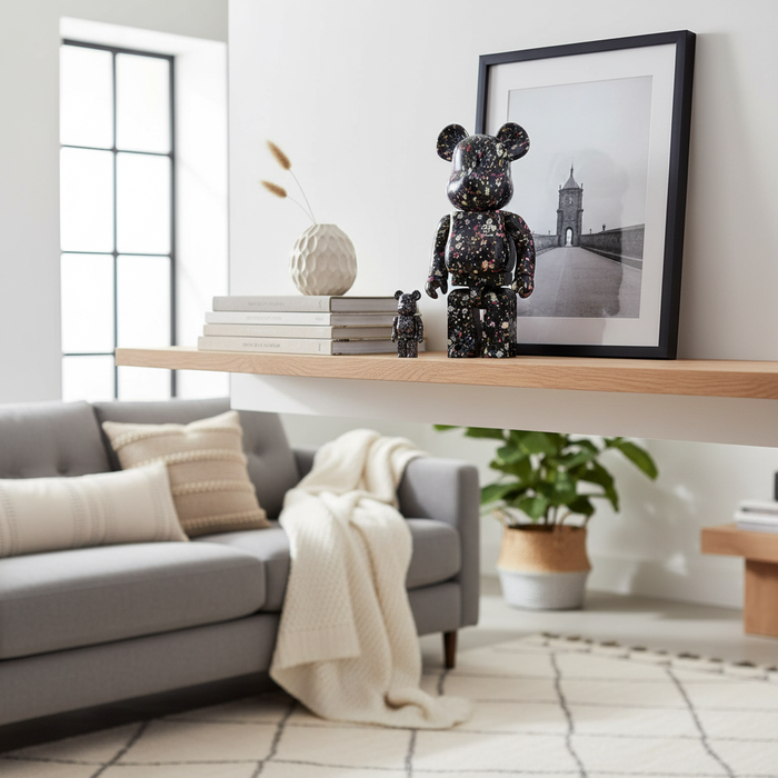 400% & 100% Bearbrick sæt - Anever (Black) by Onward Kashiyama