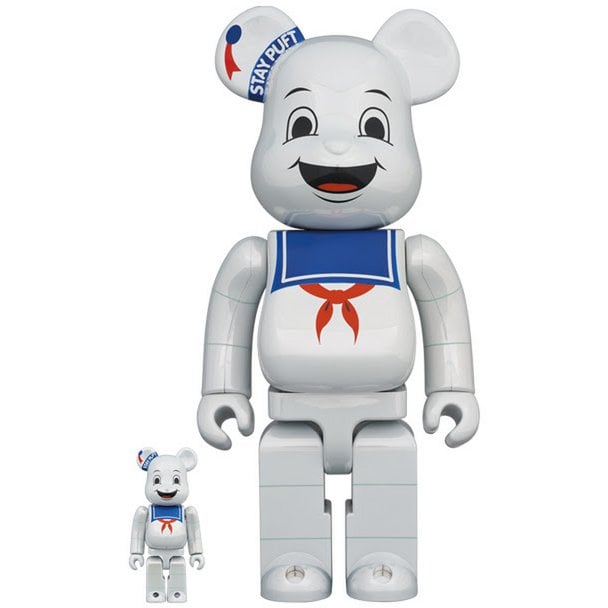 400% & 100% Bearbrick set - Stay Puft Marshmallow Man (White Chrome)