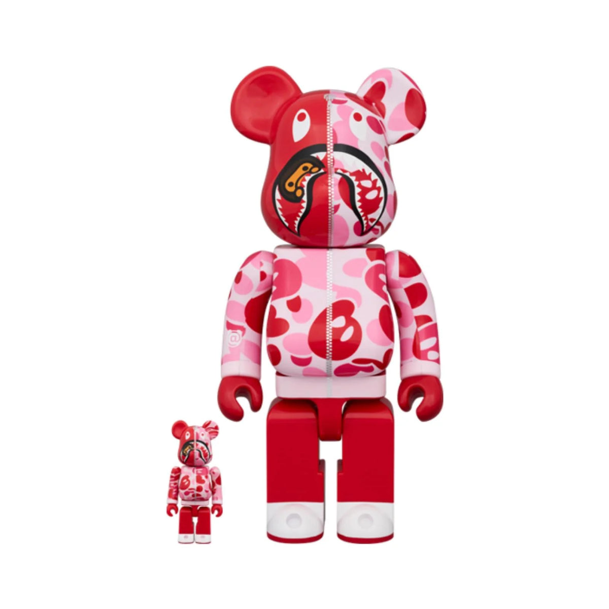 400% & 100% Bearbrick set - Bape - Baby Milo Shark Camo, Pink