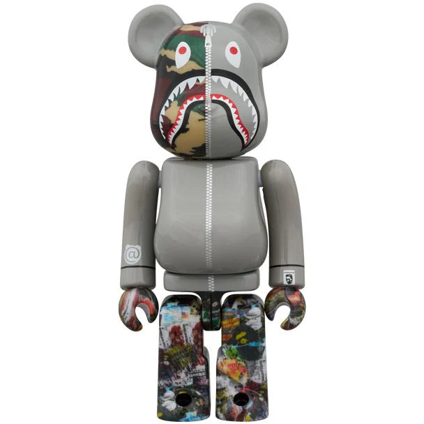 400% & 100% Bearbrick 3-piece Set - BAPE(R) LEGACY CAMO SHARK (Grey ve 400% & 100% Bearbrick 3-piece Set - BAPE(R) LEGACY CAMO SHARK (Grey ve