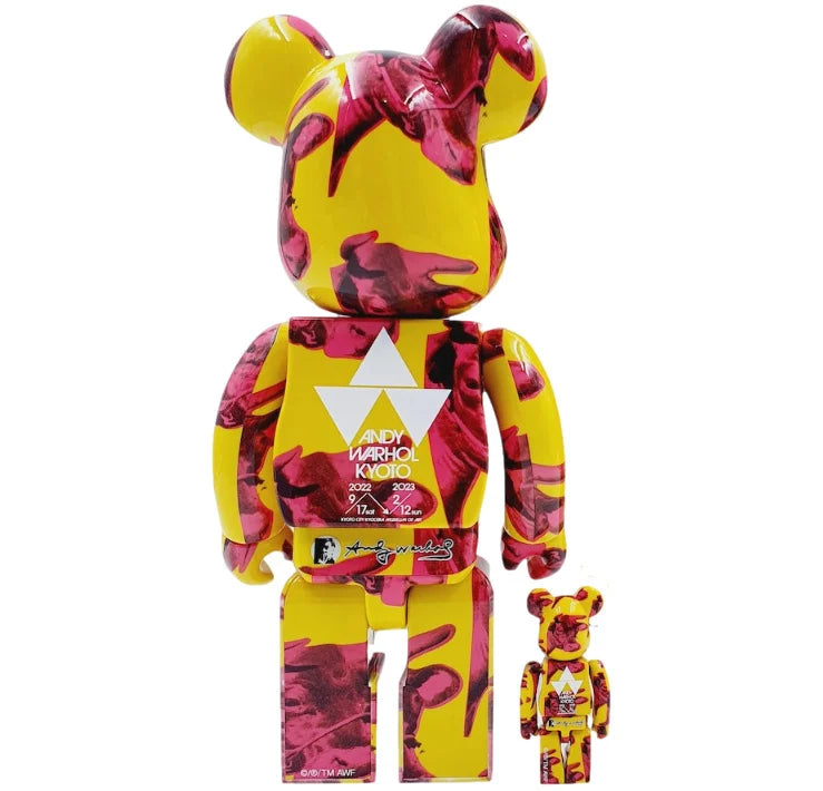 400% & 100% Bearbrick Set - Andy Warhol (Cow Wallpaper)