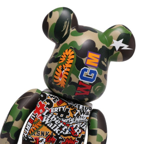 400% + 100% Bearbrick sæt - LBWK x BAPE (Green Camo)