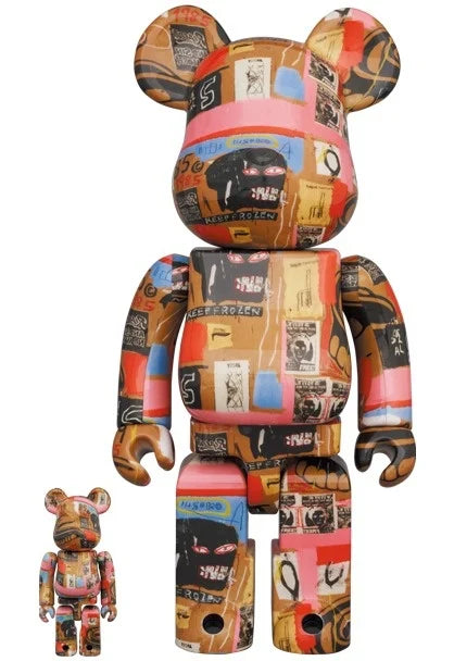 400% & 100% Bearbrick Set - Andy Warhol x Jean -Michel Basquiat (V2 - Dentures)