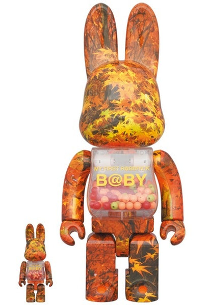 BE@RBRICK B@BY AUTUMN LEAVES Ver.1000％ 400% & 100% Rabbrick Set - My First Rabbrick Baby (Autumn Leaves)