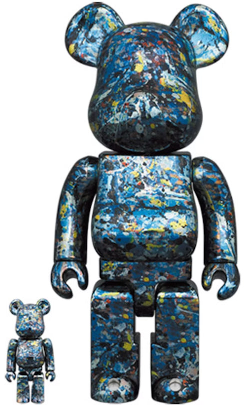 400% & 100% Bearbrick Set – Jackson Pollock Studio (Chrome Ver.)